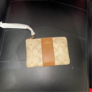 Coach Signature Beige Wristlet
